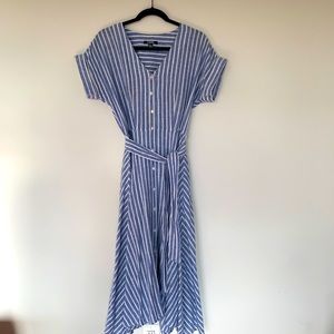Chaps Blue and White Striped Dress (small)
